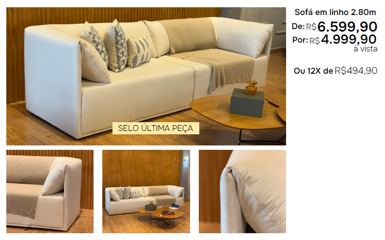 Sofá em linho 2,80m